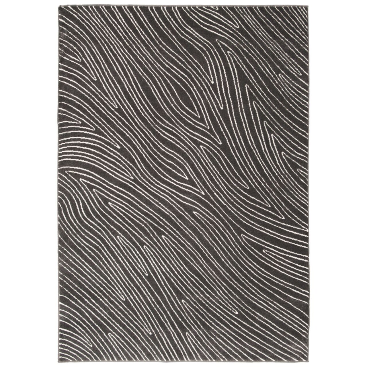 Chaudhary Living 4' x 5.5' Abstract Rectangular Area Throw Rug - Gray